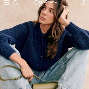 Like New Sezane Emile Navy XS Cardigan